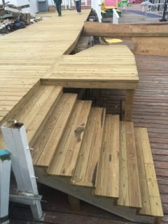Timber steps on a dock