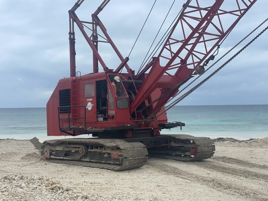 Manitowoc crawler crane on the beach