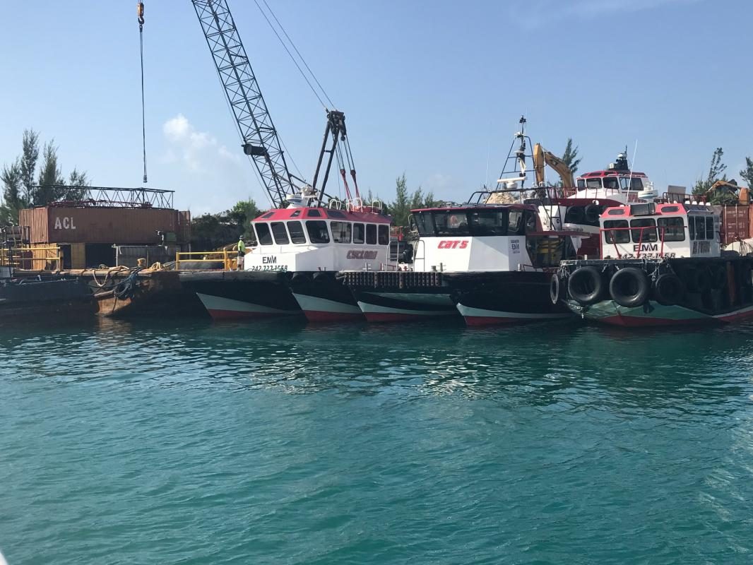 EMM launches and tugs lined up at the Freeport dock